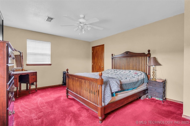 2750 Enterprise, Lone Grove, OK 73401 - carpeted bedroom with baseboards and ceiling fan