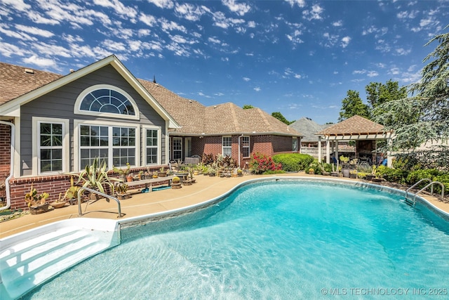 outdoor pool featuring a gazebo and a patio