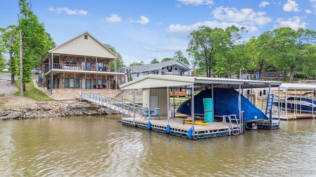 441 Ramey St, Eucha, OK 74342 - dock with boat lift, stairway, and a water view
