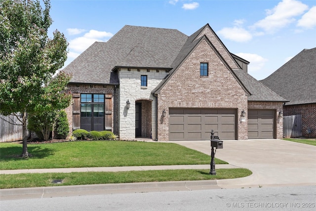 12113 S Fulton Ave E, Bixby, OK 74008 - french provincial home featuring roof with shingles, concrete driveway, brick siding, and stone siding