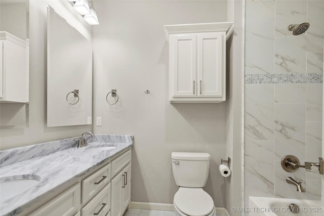 12113 S Fulton Ave E, Bixby, OK 74008 - bathroom featuring double vanity, toilet, and shower / bath combination