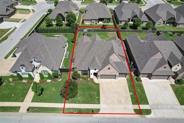 12113 S Fulton Ave E, Bixby, OK 74008 - aerial perspective of suburban area featuring property parcel outlined