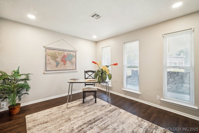 6505 E 47th St, Tulsa, OK 74145 - home office featuring wood finished floors, baseboards, and recessed lighting