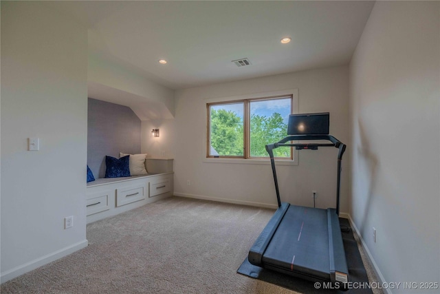 6407 N Blue Sage Dr, Owasso, OK 74055 - exercise area featuring carpet floors, recessed lighting, and baseboards