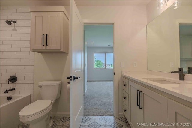 6407 N Blue Sage Dr, Owasso, OK 74055 - full bathroom featuring toilet, vanity,  shower combination, tile patterned flooring, and baseboards