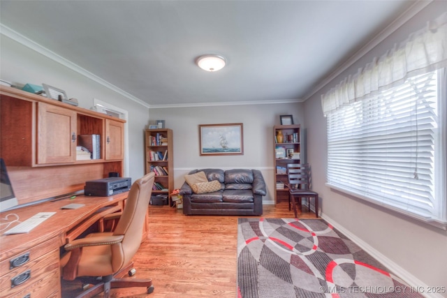 5102 S Columbia Ave, Tulsa, OK 74105 - office area featuring crown molding and light wood finished floors