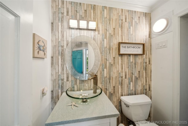 5094 N 209th W Ave, Sand Springs, OK 74063 - half bath featuring toilet, vanity, and tile walls