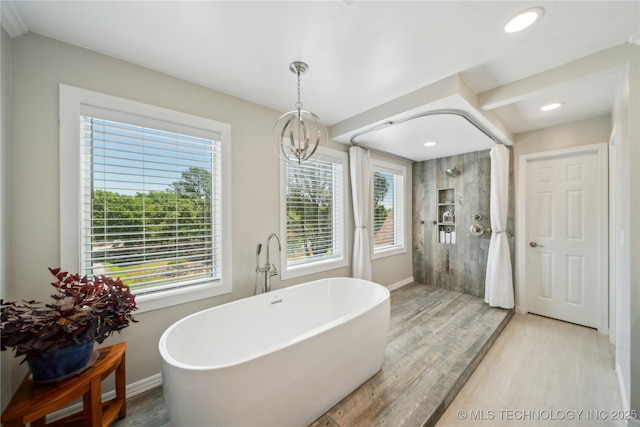5094 N 209th W Ave, Sand Springs, OK 74063 - full bathroom featuring wood finished floors, healthy amount of natural light, walk in shower, and recessed lighting