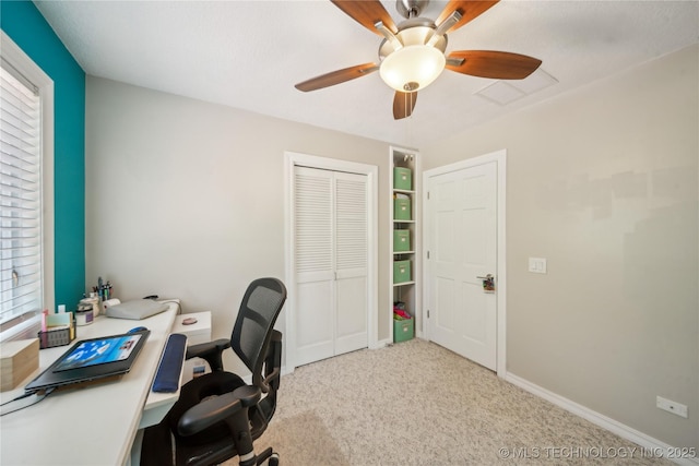 5094 N 209th W Ave, Sand Springs, OK 74063 - carpeted home office featuring ceiling fan and baseboards