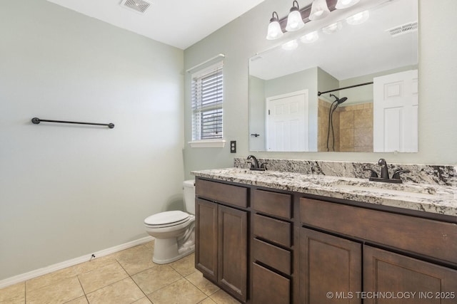 2805 W Fredericksburg St, Broken Arrow, OK 74011 - full bath featuring toilet, baseboards, tile patterned floors, double vanity, and a shower