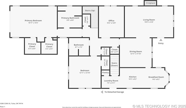 1208 E 29th St, Tulsa, OK 74114 - floor plan / room layout