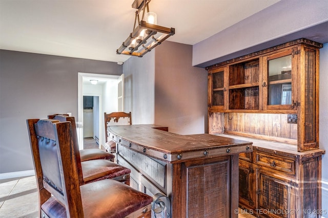 5378 W 450th Rd, Pryor, OK 74361 - interior space with a chandelier, baseboards, and light tile patterned flooring