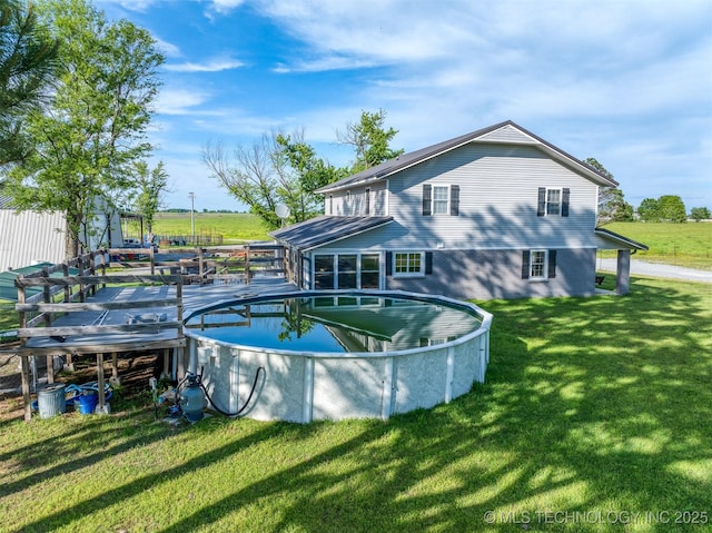 5378 W 450th Rd, Pryor, OK 74361 - rear view of property featuring a lawn and a deck