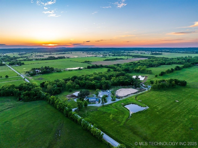5378 W 450th Rd, Pryor, OK 74361 - aerial view at dusk of a rural view and a water view