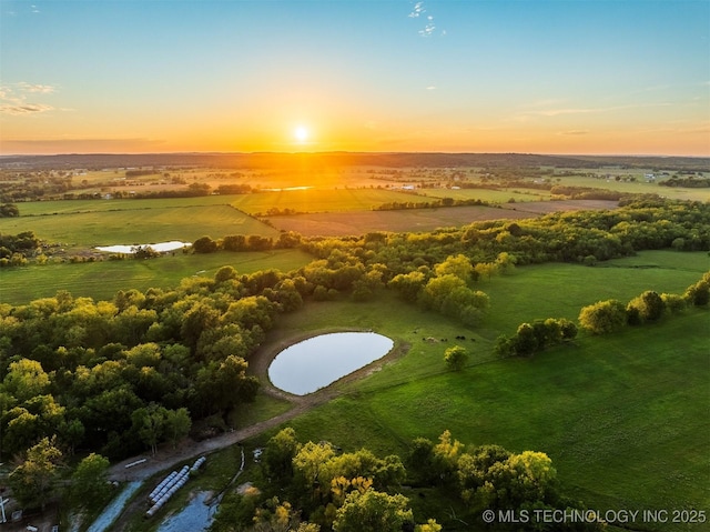 5378 W 450th Rd, Pryor, OK 74361 - aerial view at dusk of a rural view and a water view