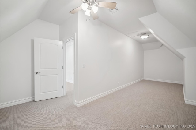11408 S Harvard Ave, Tulsa, OK 74137 - bonus room featuring vaulted ceiling, carpet flooring, a ceiling fan, and baseboards