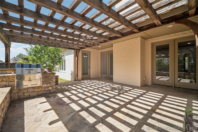 11408 S Harvard Ave, Tulsa, OK 74137 - view of patio with french doors, area for grilling, and a pergola