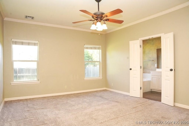 717 W 39th St, Sand Springs, OK 74063 - unfurnished room with carpet, ornamental molding, baseboards, and ceiling fan