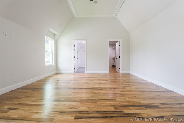 2503 S Birmingham Ave, Tulsa, OK 74114 - additional living space with light wood finished floors, baseboards, and high vaulted ceiling