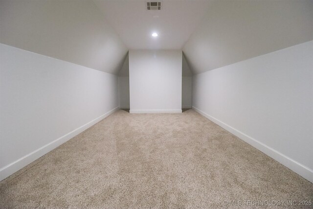 2503 S Birmingham Ave, Tulsa, OK 74114 - additional living space with vaulted ceiling, baseboards, carpet, and recessed lighting