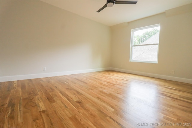 2503 S Birmingham Ave, Tulsa, OK 74114 - unfurnished room with baseboards, light wood finished floors, and a ceiling fan