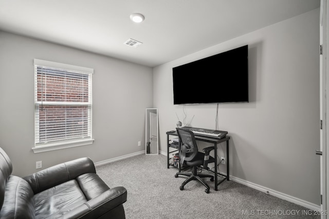 office featuring carpet floors and baseboards