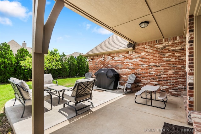 view of patio featuring area for grilling