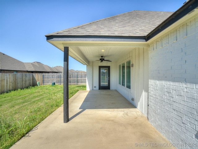 view of patio / terrace with a ceiling fan