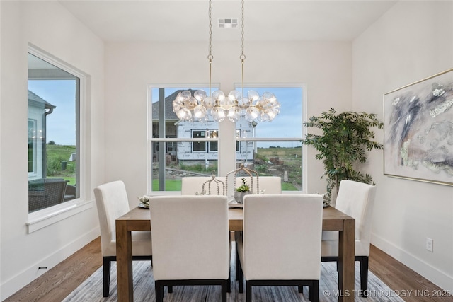 2607 E 135th Dr S, Bixby, OK 74008 - dining space featuring plenty of natural light, a chandelier, and wood finished floors