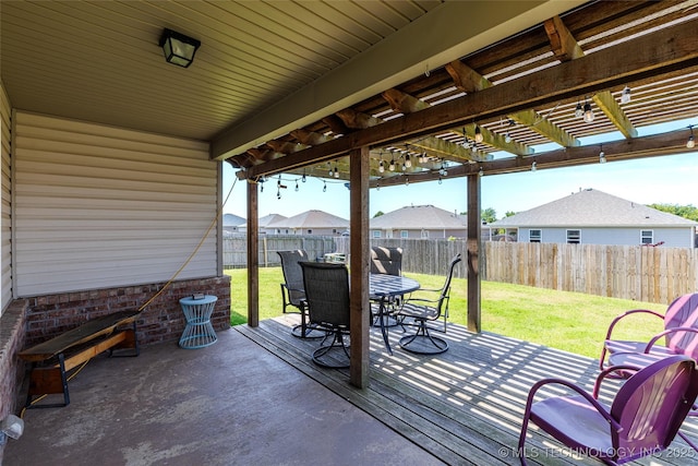 23218 Bessie Blvd, Claremore, OK 74019 - view of patio / terrace with outdoor dining space, a pergola, and a residential view