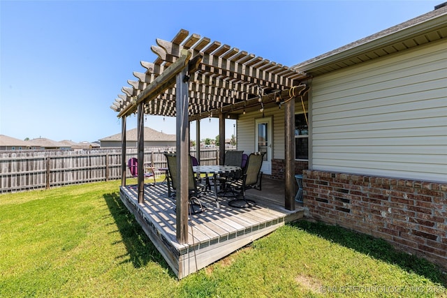 23218 Bessie Blvd, Claremore, OK 74019 - view of yard featuring a pergola, a deck, and outdoor dining area