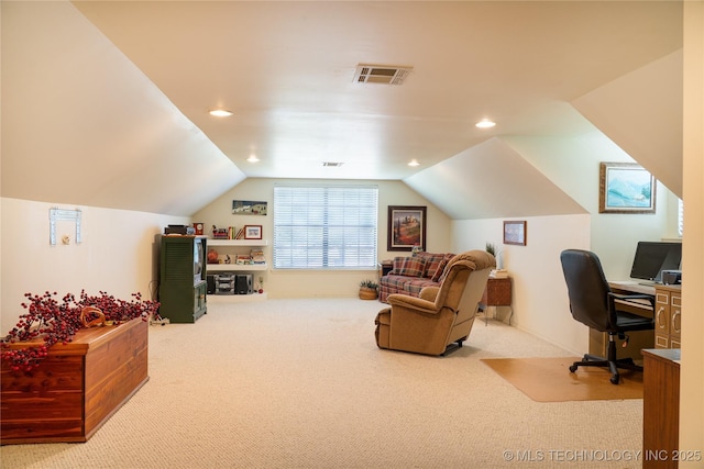 15919 E 79th St N, Owasso, OK 74055 - carpeted office with vaulted ceiling and recessed lighting