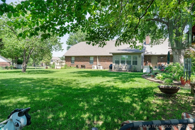 15919 E 79th St N, Owasso, OK 74055 - back of property with a yard and a chimney