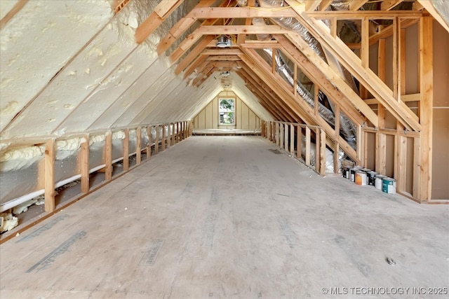 view of unfinished attic