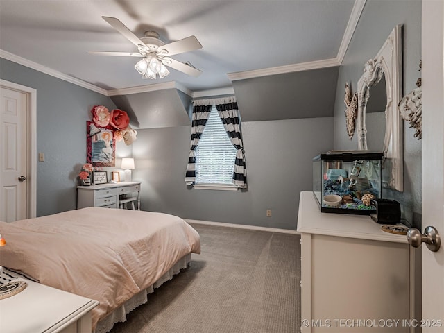 5517 E 101st Pl, Tulsa, OK 74137 - carpeted bedroom featuring ornamental molding, baseboards, and a ceiling fan
