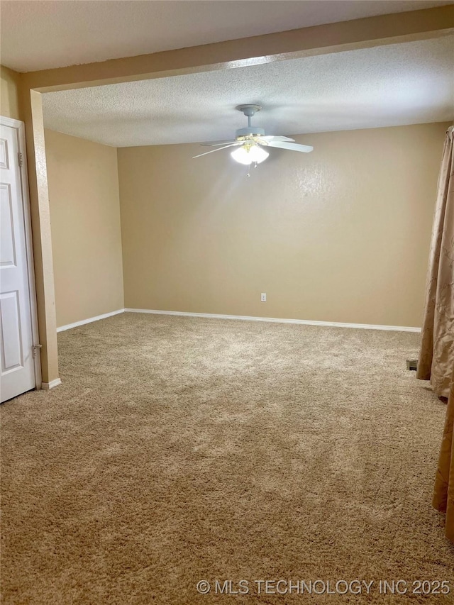 3164 S 101st E Ave Unit 801, Tulsa, OK 74146 - unfurnished room with carpet, ceiling fan, baseboards, and a textured ceiling