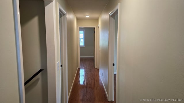 411 S 3rd, Eufaula, OK 74432 - hallway with dark wood finished floors and baseboards