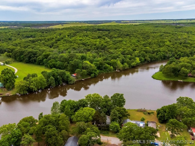 9 L B May Scenic Ln, Pawhuska, OK 74056 - drone / aerial view of a large body of water and a heavily wooded area