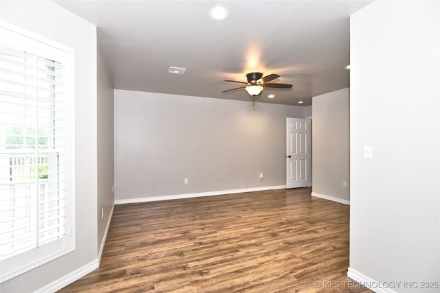 119 N 6th Mile, Fort Gibson, OK 74434 - empty room with a ceiling fan, dark wood-type flooring, recessed lighting, and baseboards