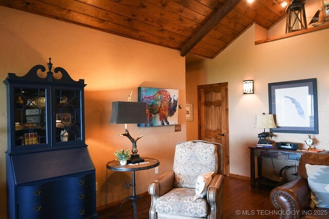 96729 S 4490, Vian, OK 74962 - sitting room with wooden ceiling, wood finished floors, and baseboards