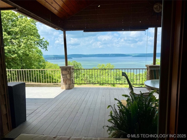 96729 S 4490, Vian, OK 74962 - wooden deck with a water view