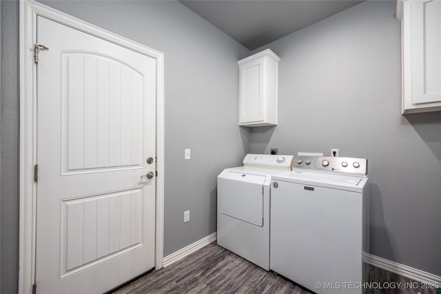 71 Rebel Ln, Durant, OK 74701 - laundry area with washing machine and dryer, cabinet space, baseboards, and dark wood finished floors
