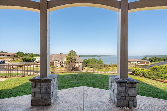 12432 Boulder Rdg, Sperry, OK 74073 - view of patio / terrace featuring a water view