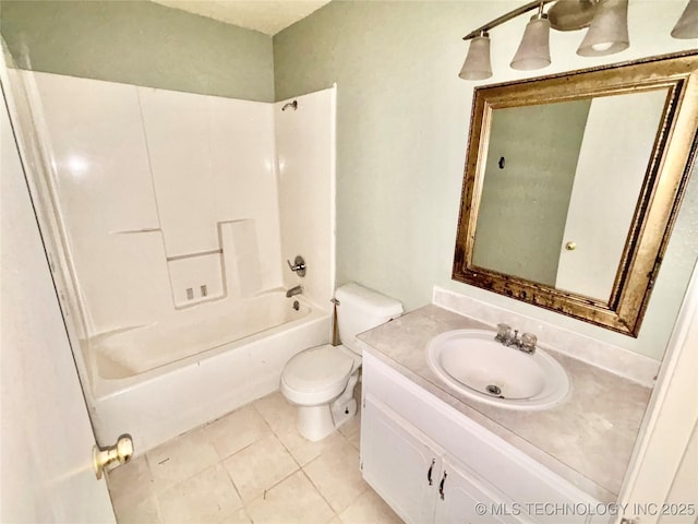 404 David Walker Ln, Stigler, OK 74462 - bathroom with toilet, vanity, tile patterned flooring, and washtub / shower combination