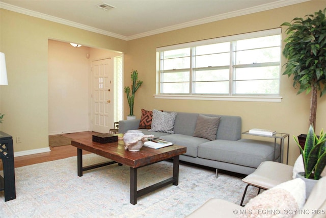4507 S Irvington Ave, Tulsa, OK 74135 - living area featuring light wood-type flooring, ornamental molding, and baseboards