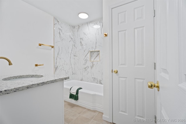 3919 E Archer St, Tulsa, OK 74115 - bathroom featuring vanity, tile patterned floors, and tub / shower combination