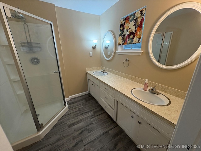 823 Sooner Park Dr, Bartlesville, OK 74006 - full bath with a stall shower and double vanity