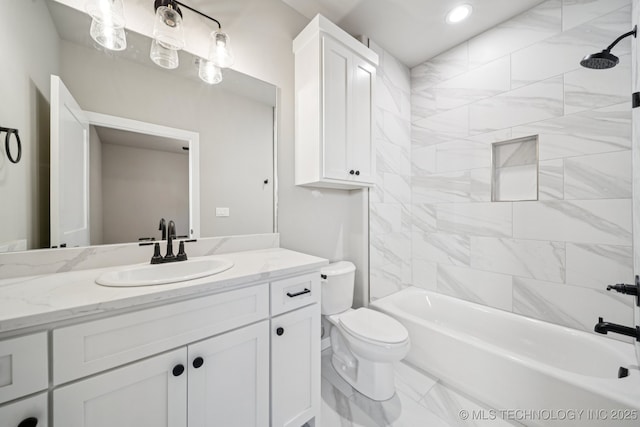 682 W 113th Ct S, Jenks, OK 74037 - bathroom featuring vanity, shower / tub combination, and recessed lighting
