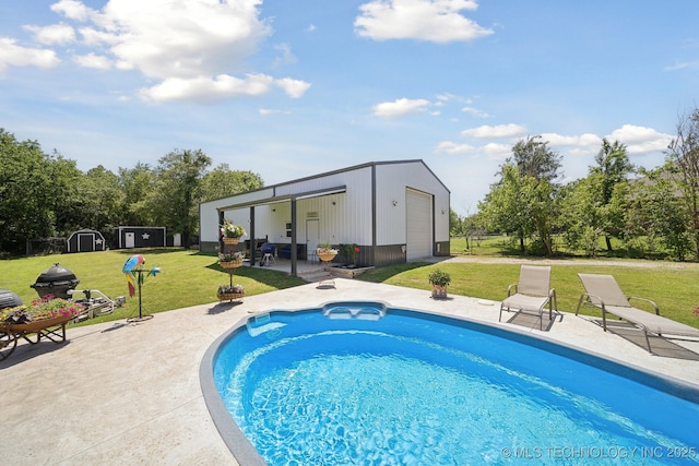 27108 E 82nd St S, Broken Arrow, OK 74014 - outdoor pool featuring a patio, a yard, and a hot tub