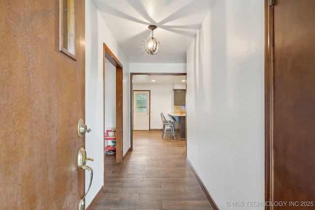215 Rodman Cir, Muskogee, OK 74403 - hall with dark wood finished floors and baseboards